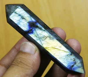48g HOCHWERTIGER NATÜRLICHER Labradorit ERZ / Feuer DOPPELENDSTAB EDELSTEIN HEILUNG - Bild 1 von 12