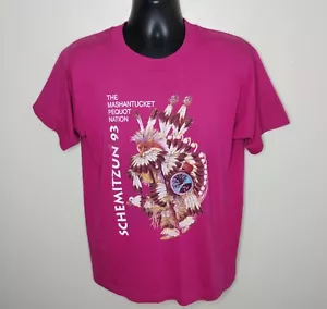Vintage 90er Pequot Nation Pow Wow Tee Erwachsene Large T-Shirt Einzelnaht USA - Bild 1 von 8