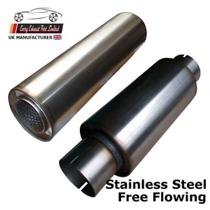 Exhaust Muffler Free Flowing Silencer High Performance Resonator Stainless Steel - Picture 1 of 4