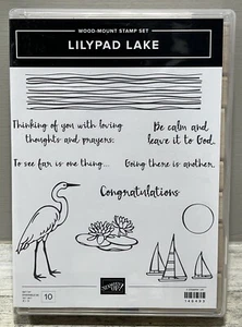Stampin Up! Juego de 10 sellos de montaje en madera Lilypad Lake nuevos - Imagen 1 de 7