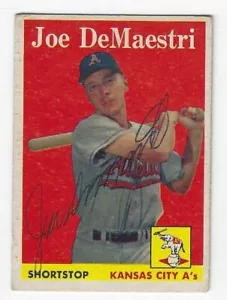 Autographed 1958 Topps JOE DEMAESTRI Kansas City A's card #62 w/ COA - Picture 1 of 1