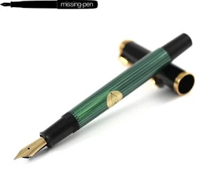Old Style Pelikan M400 Piston Fountain Pen in Green-Black 14K M-nib - Picture 1 of 5