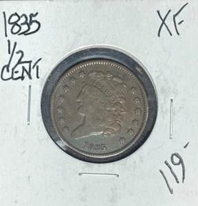 MEDIO CENTAVO CABEZA CLÁSICA 1835 ~XF ~BONITA MONEDA~ - Imagen 1 de 2