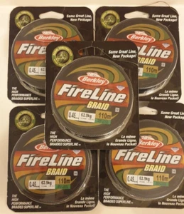 5XNEW BERKLEY FIRELINE 8XBRAID MOSS GREEN 110m 0.45mm  62.9kg SEA FISHING LINE - Picture 1 of 10