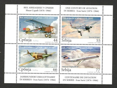 SERBIA-MNH-BLOCK FROM THE BOOKLET (NO CARD)-ONE CENTURY OF AVIATION IN SER-2010. - Image 1 of 2