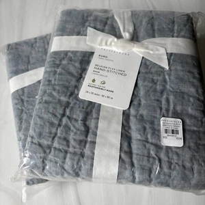Pottery Barn Belgian Flax Linen Hand Stitched EURO Sham Set 2 Chambray 26 x 26 - Picture 1 of 8