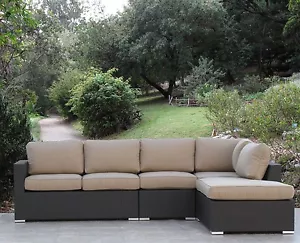 Premium Outdoor Patio Woven Wicker Sectional Modular Set with Sunbrella Cushions - Picture 1 of 5