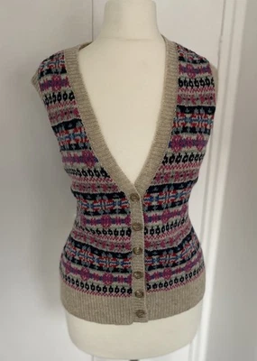 Brora Wool Fair Isle Vest Tank Size 10 Fair isle Pattern Waistcoat Button up - Image 1 of 4