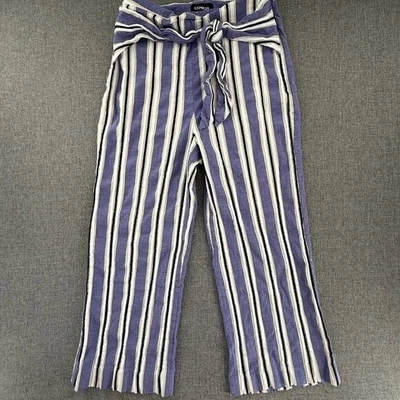 Pantalones culottes recortados Express rayas tiro alto pierna ancha talla 6 nudo delantero Foto 1 de 4