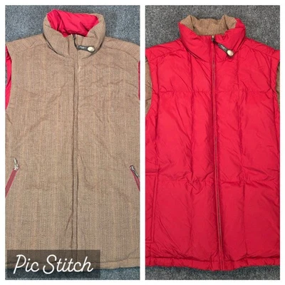 Eddie Bauer Reversible Down Vest Mens Large Red Brown Goose Puffer - Image 1 of 4