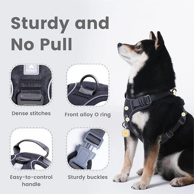 No Pull Dog Harness with Pet ID Tag & Reflective Strips Size L (27-32") Black - Image 1 of 4
