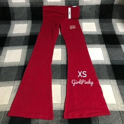 vs PINK flare leggings IN RED LACQUER & EXTRA SPICY LOGO IN WHITE IN SIZE XS - Image 1 of 4