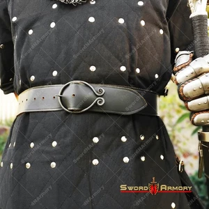 Cinturón de cuero medieval marrón de la Edad Oscura hebilla de hierro forjado a mano disfraz renacentista - Imagen 1 de 13