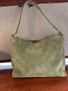VNH Olive Green DURABLE SUEDE Satchel Med Tote Shoulder Handbag Purse 13”x 10”x5 - Picture 1 of 24