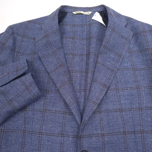 $1398 Maurizio Baldassari Abrigo Deportivo Azul a Cuadros Chaqueta Para Hombres US 44R (Italia 54R) - Imagen 1 de 11