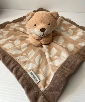 Cobertor de segurança Carter's Baby laranja raposa Lovey NuNu Minky marrom bronzeado com folhas - Imagem 1 de 4