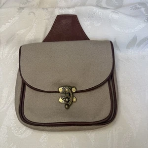 VTG Karen Taber KT Leather Designs Custom Made Tan Canvas Brown Belt Pouch - Picture 1 of 7