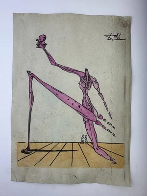 Pintura artística Salvador Dalí certificado de autenticidad dibujo original papel vintage firmado Foto 1 de 3