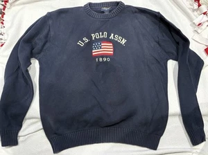 Vintage U.S. Polo Assn Blue Embroidered Logo 1890 Sweater Adult Size XL - Picture 1 of 6