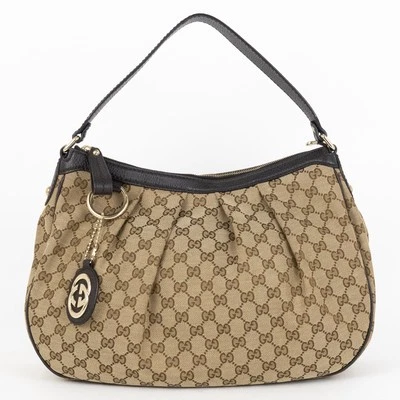 Bolso de Hombro Gucci Beige/Negro Mediano Sukey Hobo Lona con Monograma Foto 1 de 4