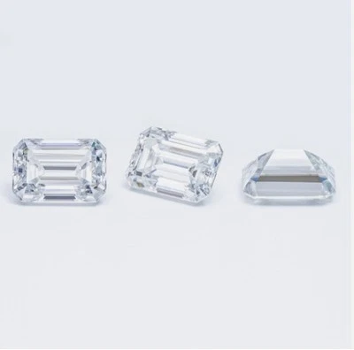 3 Pcs Lot IF Clarity Loose CVD Diamond Emerald Cut Lab Grown 2 x 3 mm Certified - Image 1 of 4
