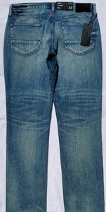 Pantalones de mezclilla rectos clásicos azules oscuros MACHRAY PLATEADOS RAROS NUEVOS CON ETIQUETAS PLATEADOS para hombre talla 34x32 etiqueta 32x32 - Imagen 1 de 14