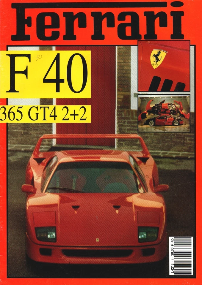 Magazine Ferrari, F40 & 365 GT4 2+2, 1987, (F) with F40 poster Foto 1 de 1
