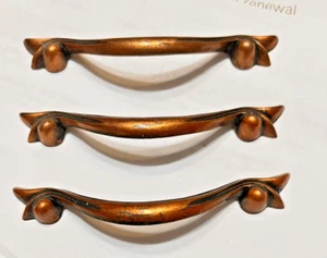 3 Vintage Copper Color Twisted Drawer Cabinet Pull Handles 4 ” - Picture 1 of 6