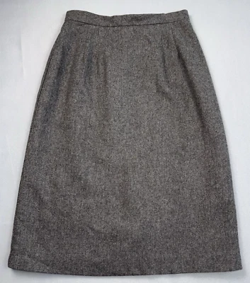 Saia Michele Feminina 10 Lã Cinza Midi Forrada Fenda Traseira Feita nos EUA Vintage - Imagem 1 de 4