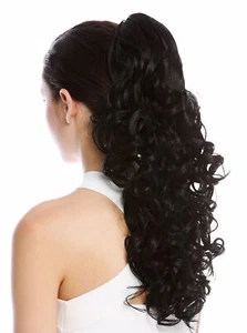 Hair Piece Ponytail Curls Curly Voluminous Hooked Combs Long 50cm Black - Picture 1 of 3