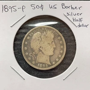 1895 P 50c UNITED STATES BARBER SILVER HALF DOLLAR KM# 116 50 CENT PIECE - Picture 1 of 4