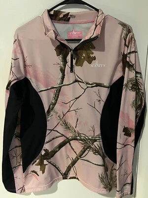Habit Realtree Camo Womens Medium 1/4 Zip Up Black And Pink Camo - Image 1 of 4