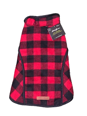 Eddie Bauer Checkered Plaid Dog Vest / Jacket Fleece Lined Size Large New - Image 1 of 4