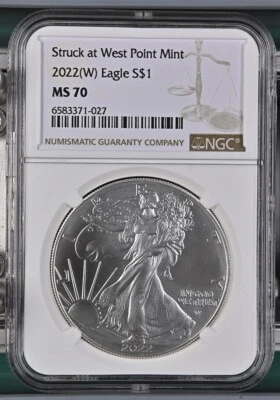 MS70 2022  SILVER EAGLE Struck at West Point Mint  NGC CLASSIC BROWN LABEL - Image 1 of 2