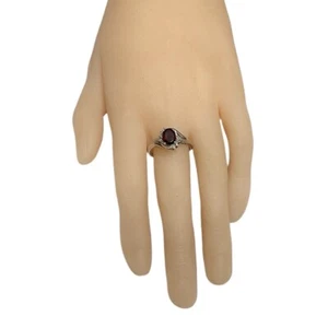 Alwand Vahan Ring 10k Gold 925 Sterling Silver Garnet Diamond Chips Size 8.25 - Picture 1 of 14