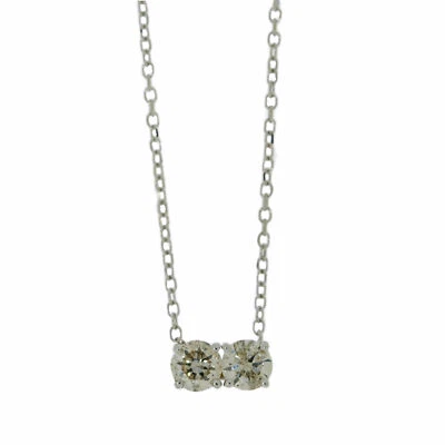 14Kt Gold 0.30 Ct Genuine Natural Diamond Double Stone Pendant Necklace - Image 1 of 3