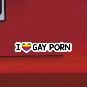 I Love Gay Porn Vinyl Decal Hilarious Bumper Sticker Funny Car Truck Sticker - Imagen 1 de 2