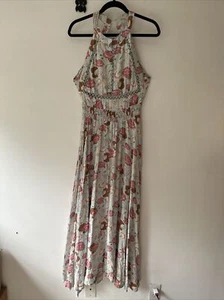 Jaase Endless Summer Halter Maxi Dress sz M Boho Floral Anthropologie Botanical - Picture 1 of 13