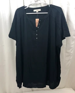 Women's LOFT Mixed Fabric Henley Shirt 24W / 26W - Picture 1 of 3