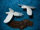 Rare White Macaw Parrot Bird Family Sculpture   Signed Perry   Hard To Find