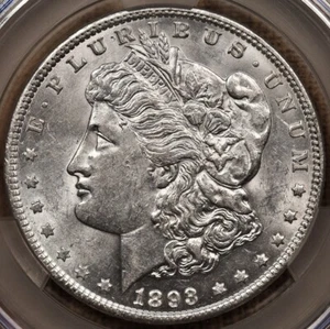 1893 Better date Morgan, CACG AU55, fully frosty white coin! DavidKahnRareCoins - Picture 1 of 5