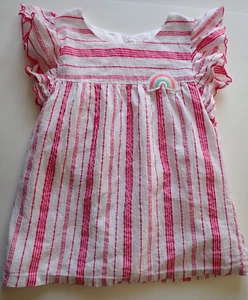 Girls Short Sleeve Shirt Cat & Jack Large 10/12 Pink Striped Rainbow - Picture 1 of 13