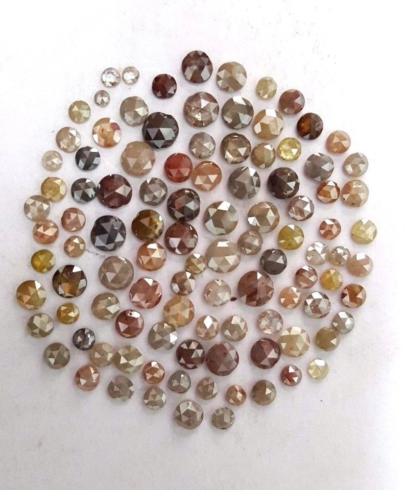 Natural Diamond Lot Mix Color Round Rosecut 10tcw Scoop 3.0-3.5mm Wholesale Rate - Image 1 of 4