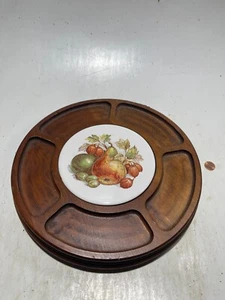 Vintage Cheese Appetizer Board Wood & Ceramic Tile Lazy Susan - Picture 1 of 2