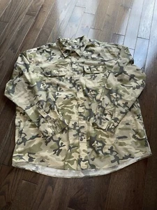 L.L. Bean Mens Size M Camo Long Sleeve Heavy Shirt Button Up 100% Cotton 502217 - Picture 1 of 14