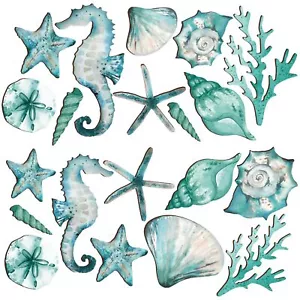 20 Pcs Wooden Beach Wall Decor Coastal Beach Theme Art Decorations Ocean Seashel - Picture 1 of 6