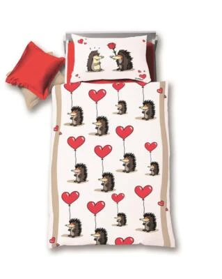 Fleuresse Kinder Baby Bettwäsche Igel Herzen rot 100x135 cm 143599