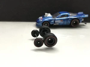R298 Hot Wheels 1/64 Set # Black Drag Dish 8/12mm Rubber wheels Real riders - Picture 1 of 4