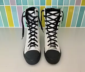 Vintage Late 70's/Early 80's Norma Kamali OMO Gym White Leather Sneakers New - Picture 1 of 5