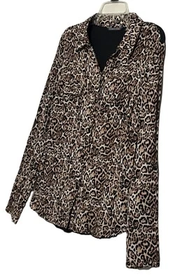 Victorias Secret 棕色黑色白色动物印花长袖衬衫 S 码 — 第 1/4 张图片